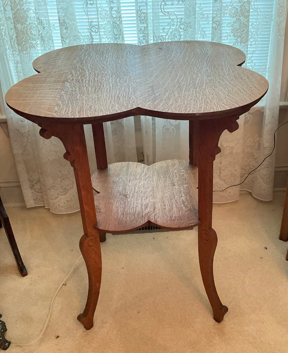 Image for Oak Bible Table with Lobed Top and Shelf