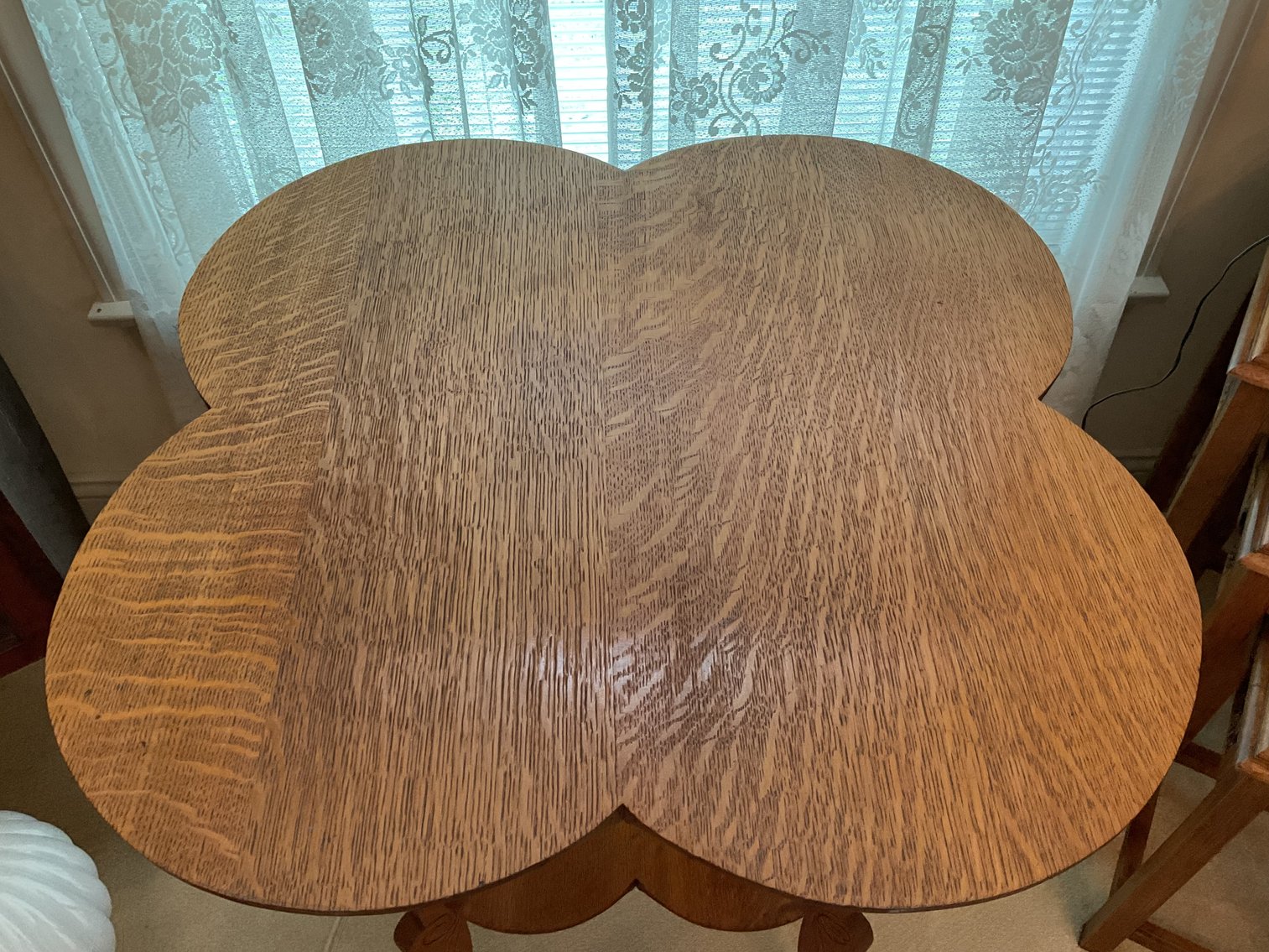 Image for Oak Bible Table with Lobed Top and Shelf