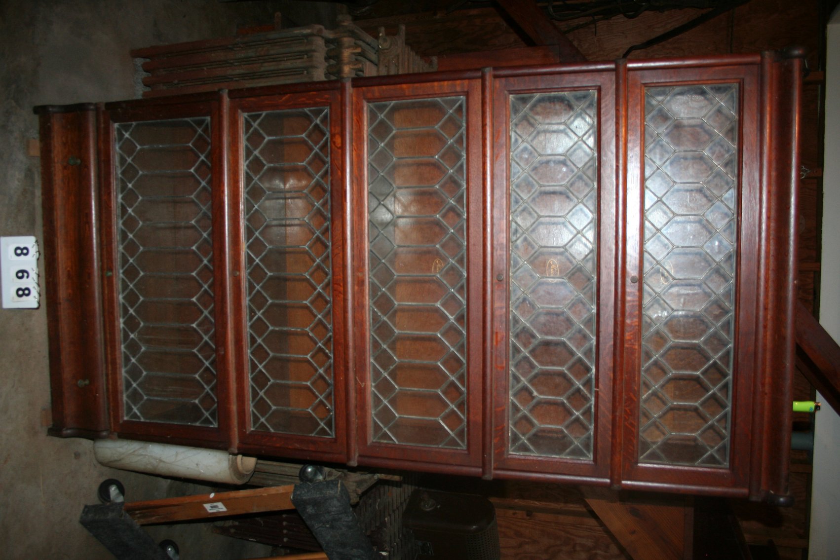 Image for Vintage Leaded Glass Barrister Bookcase Oak