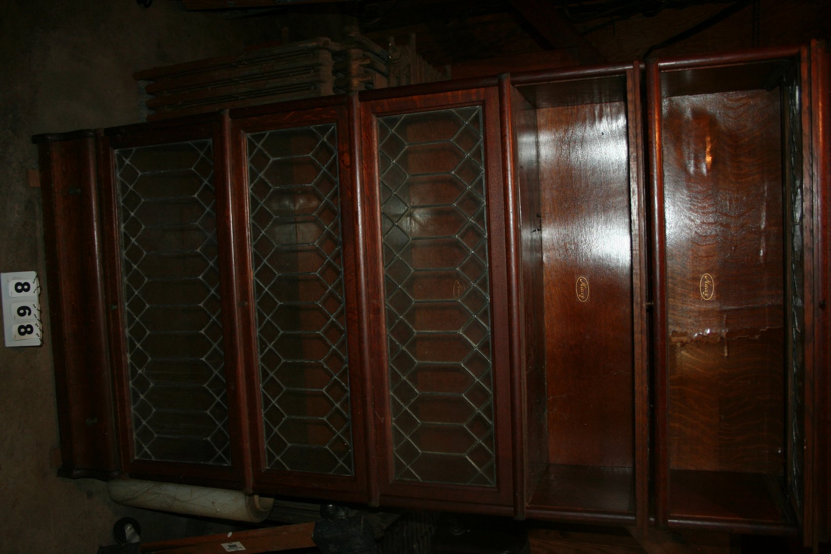 Image for Vintage Leaded Glass Barrister Bookcase Oak