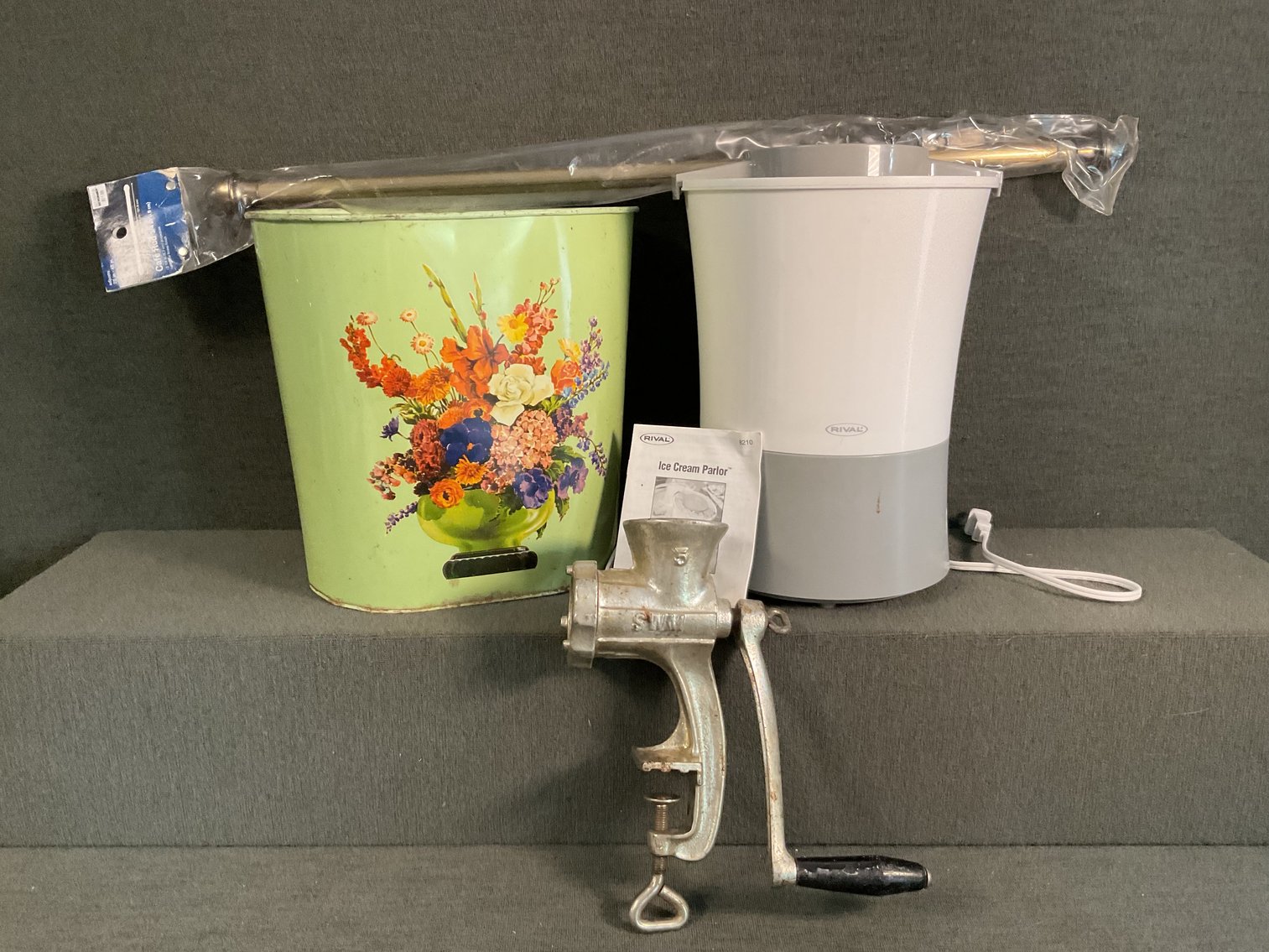 Image for Ice Cream Maker,  Grinder, and Vintage Trash Can