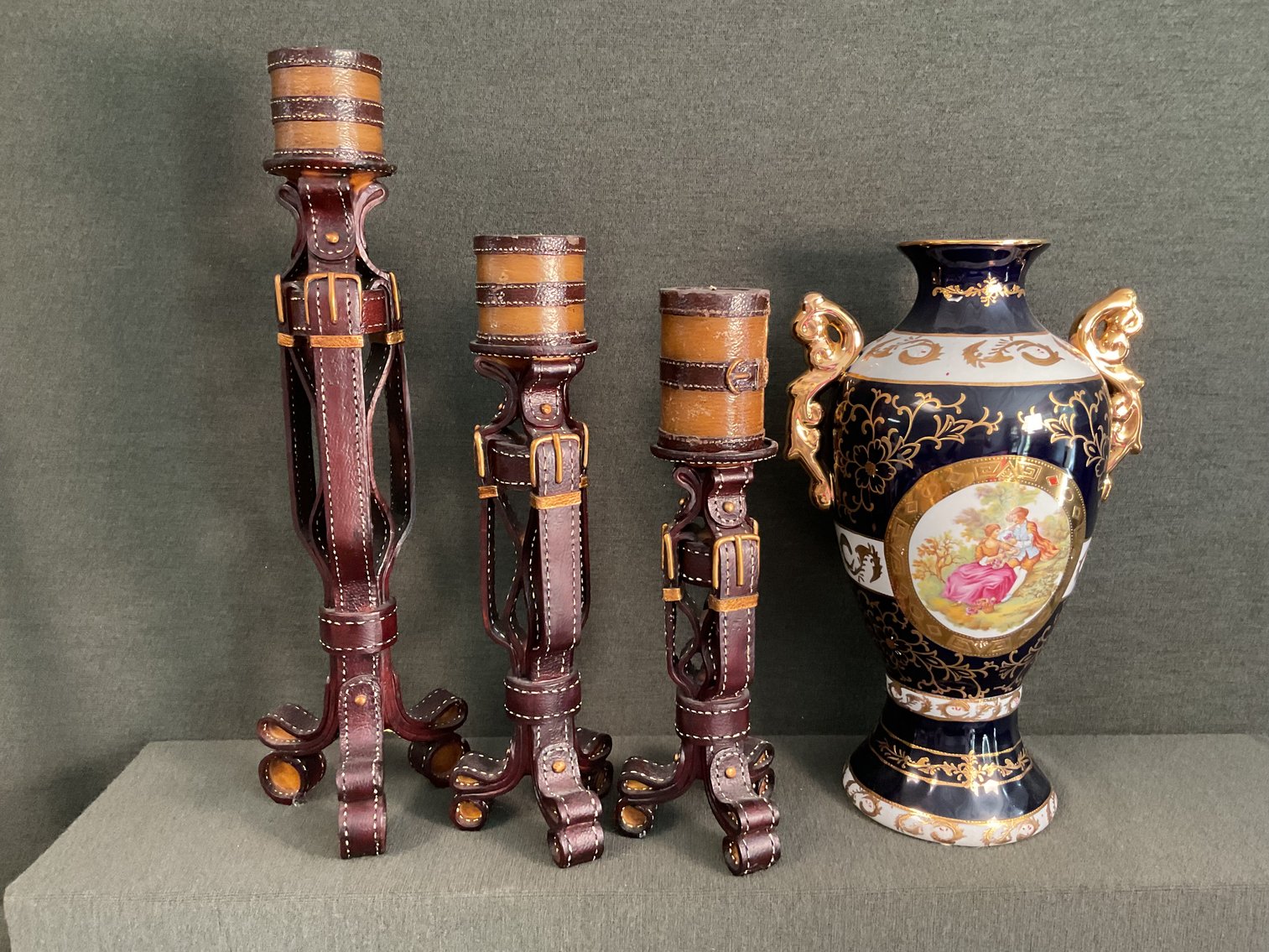 Image for Italian Design Ceramics Vase and Candle Sticks