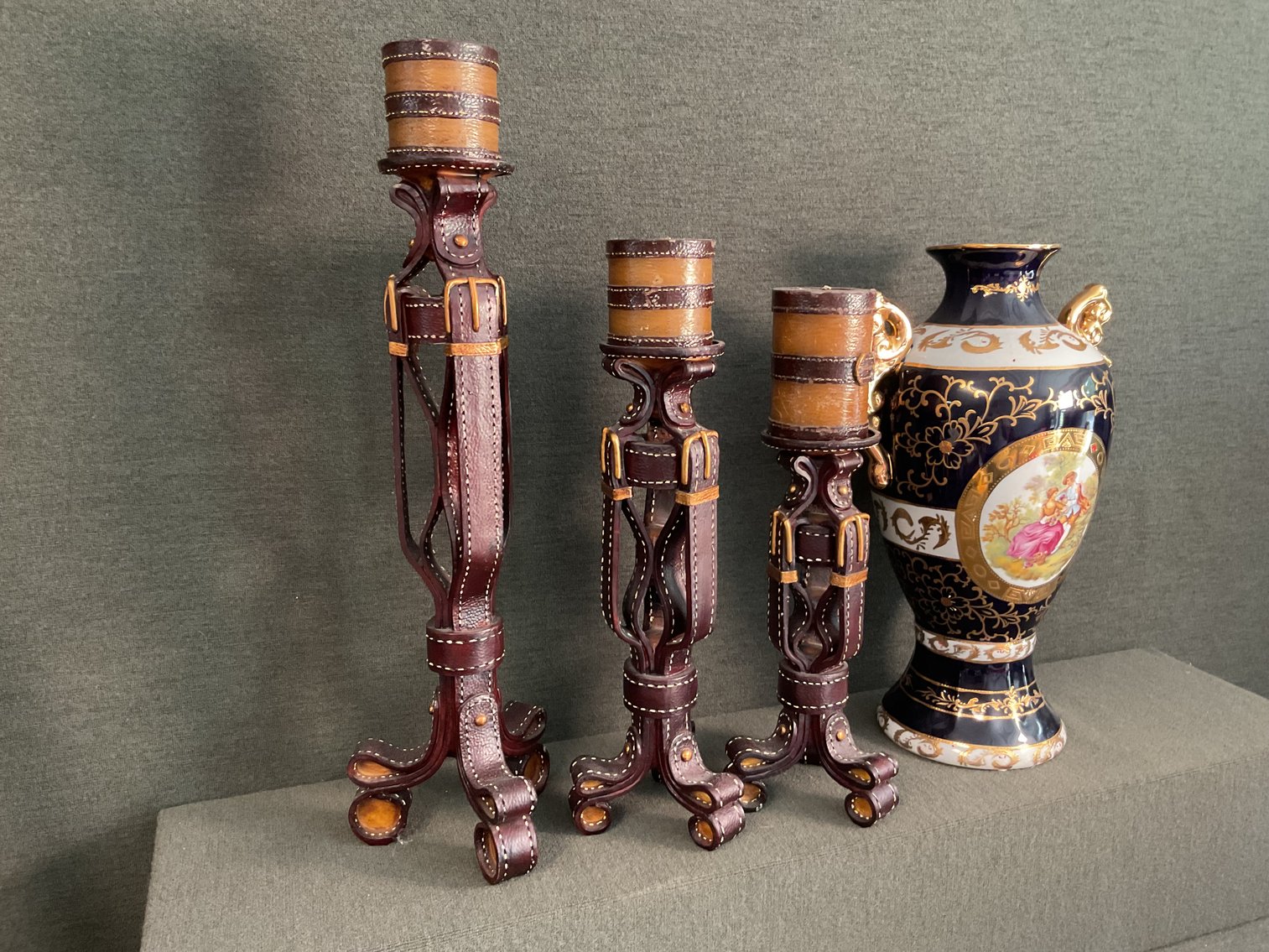 Image for Italian Design Ceramics Vase and Candle Sticks