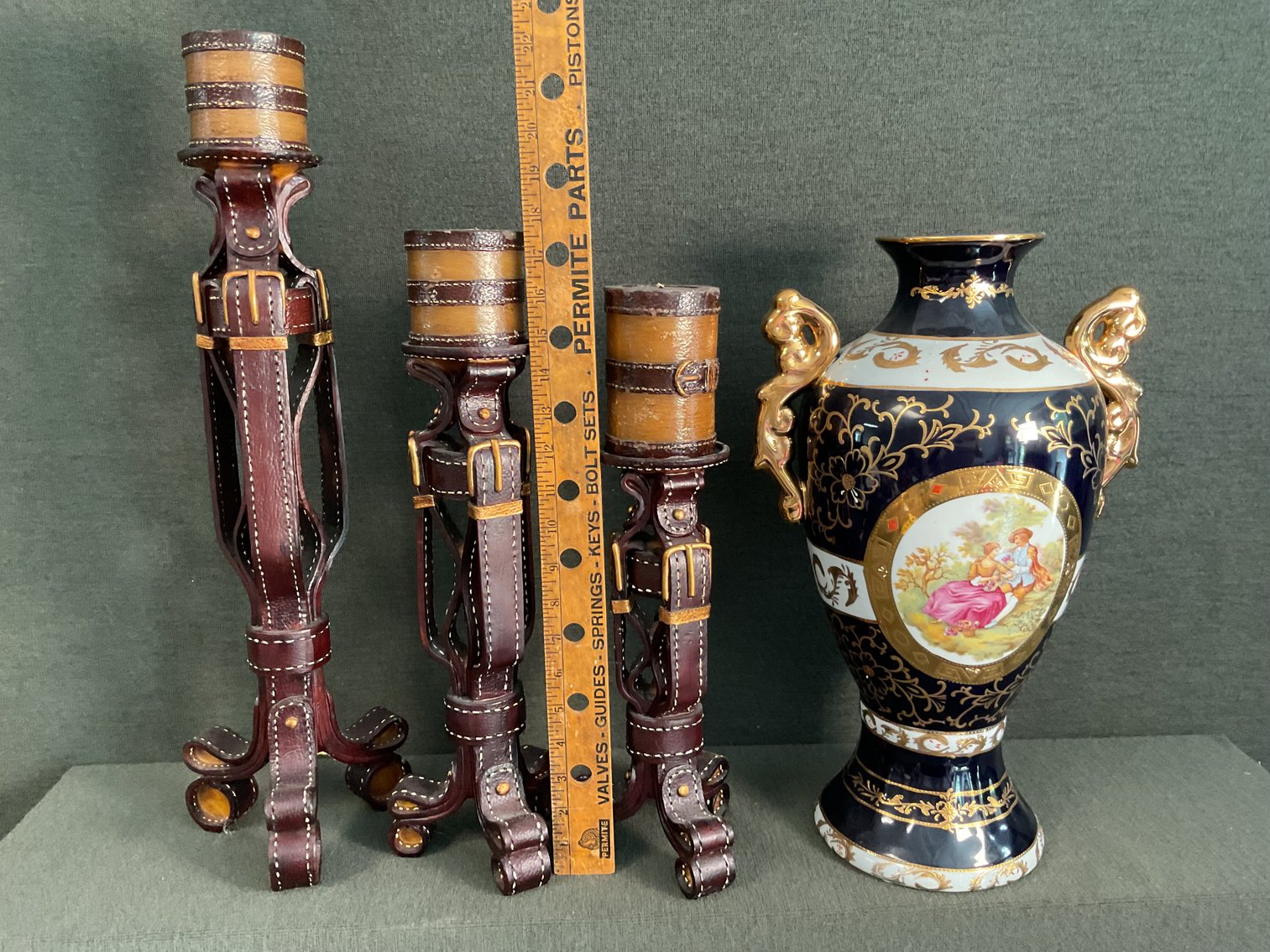 Image for Italian Design Ceramics Vase and Candle Sticks