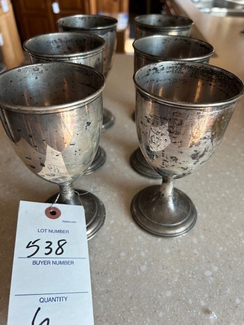 Image for 6 Wallace Sterling Silver Goblets Approximate Weight 4.5 oz each