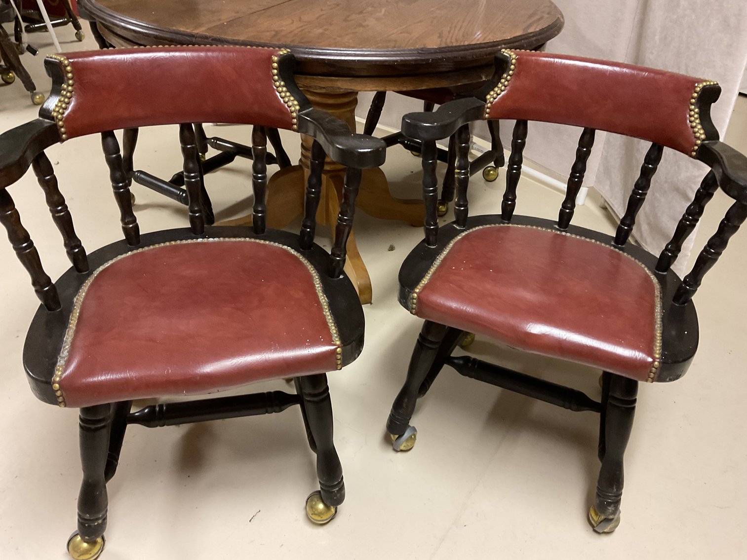 Image for Oak Dining Table with 4 Roller Chairs