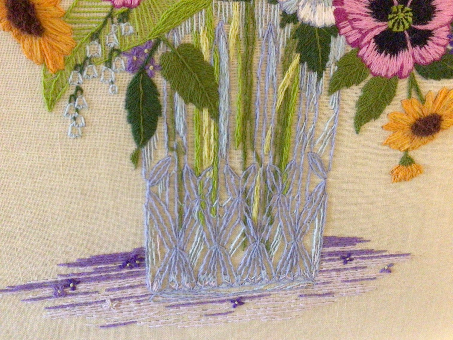 Image for Large Framed Needlework - Floral Basket