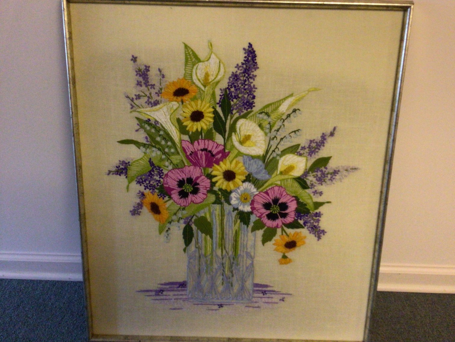 Image for Large Framed Needlework - Floral Basket