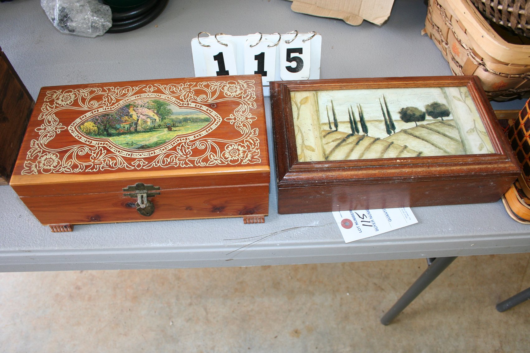 Image for Wood Boxes (2) Enlayed Original Lock & Key