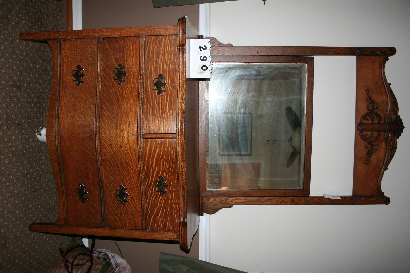 Image for Beautiful Antique Oak Dresser and Mirror