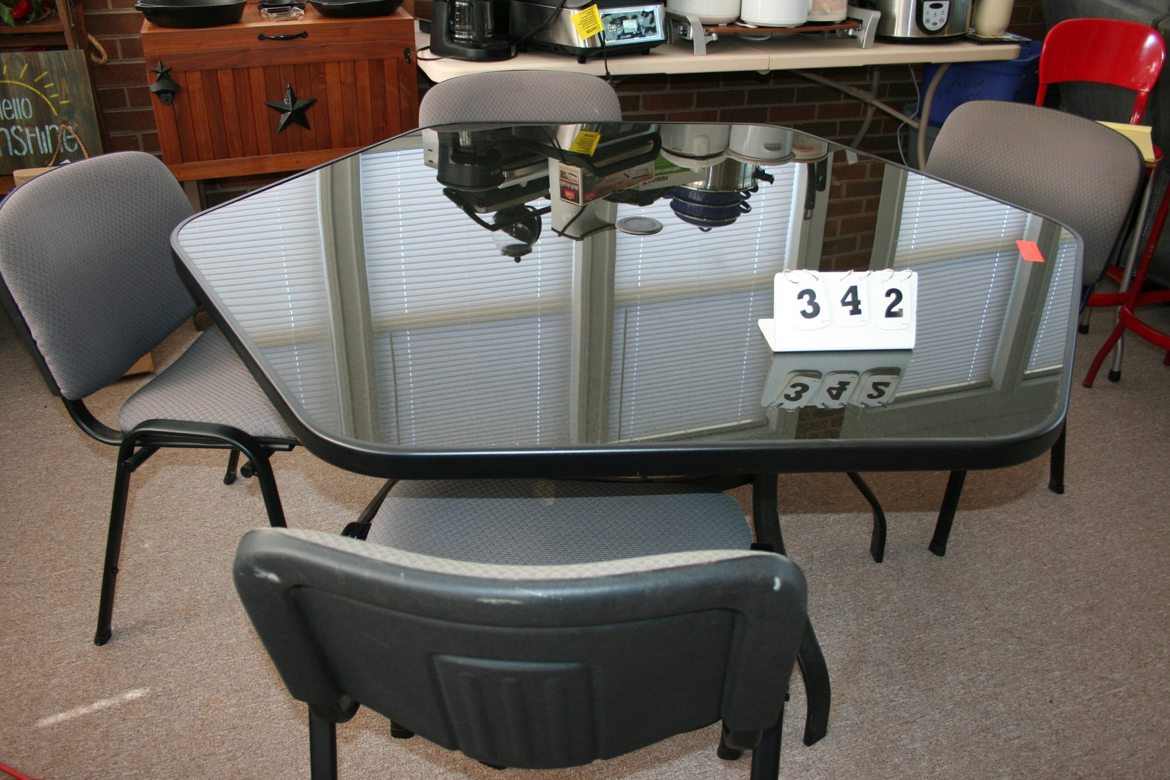 Image for Glass Top Table 6 Chairs - Very Nice