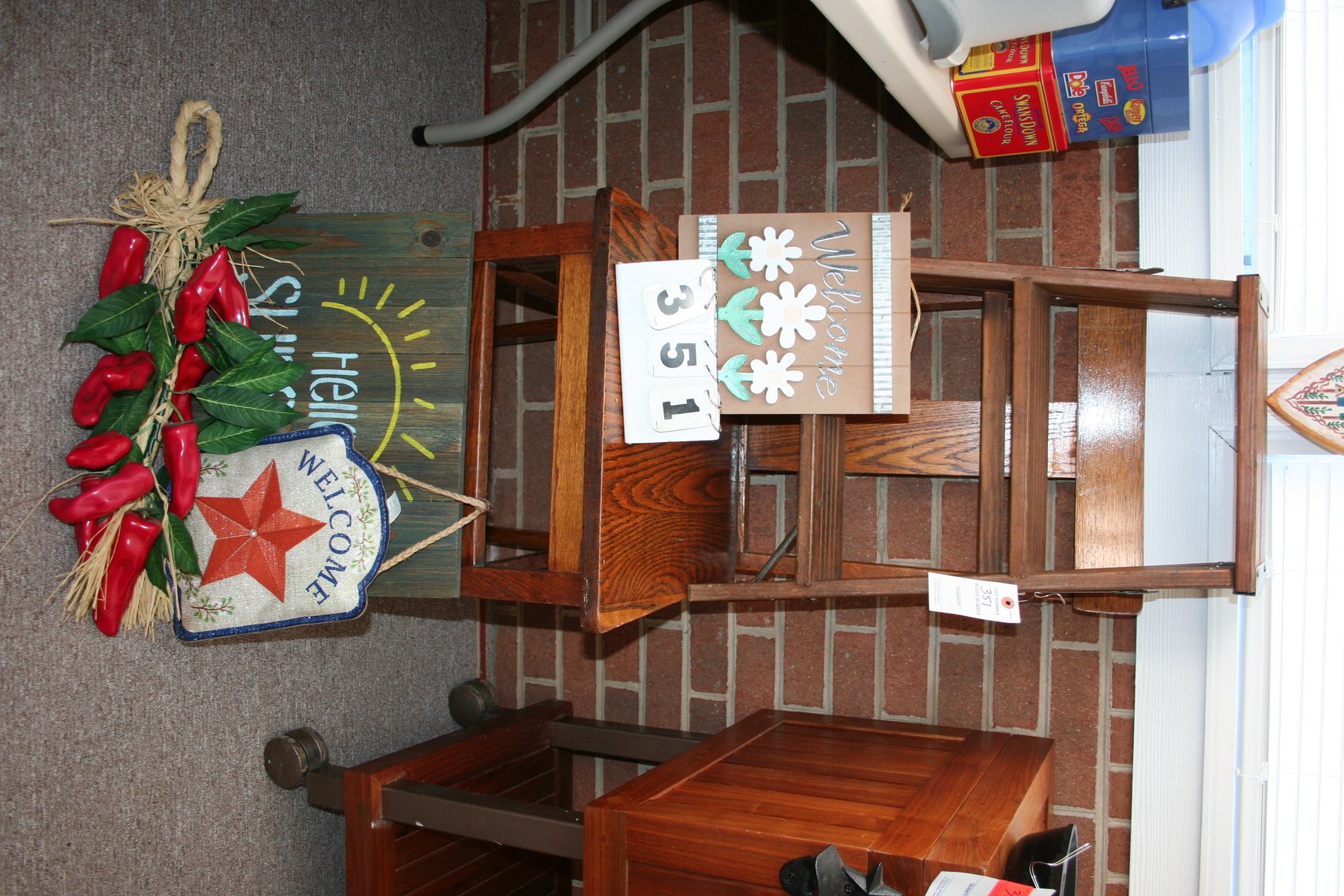 Image for Oak Chair and Wooden Step Stool, Misc