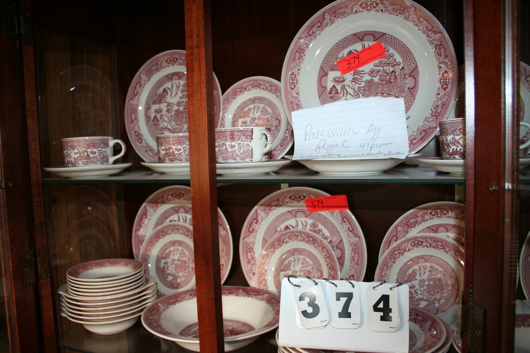 Image for Pink Willow by Royal 47 Pieces 6 Place Setting & Accompliment Bowls & Platter