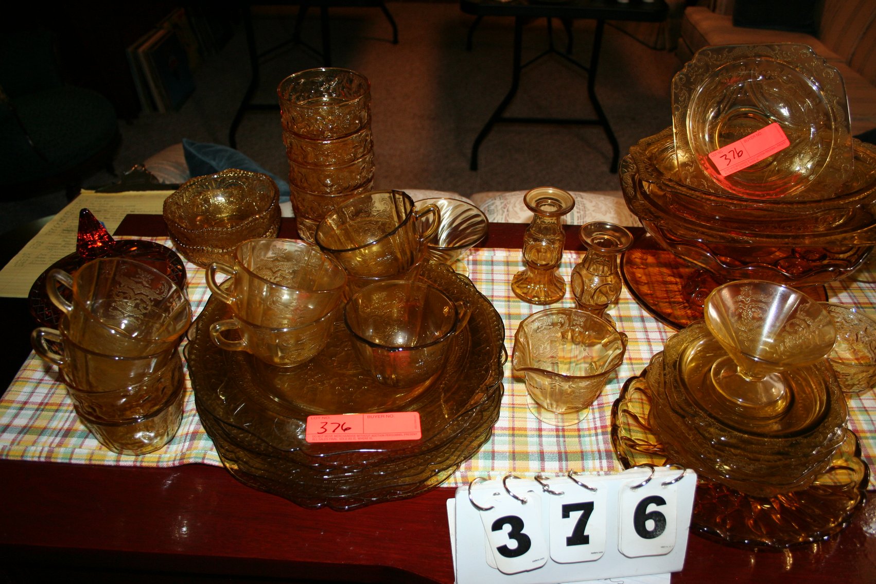 Image for Amber Depression Glass 80 Pieces