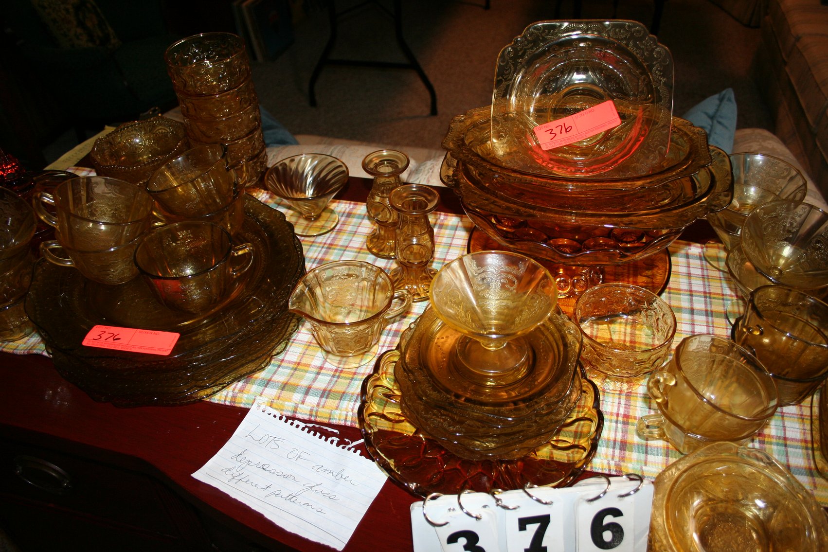 Image for Amber Depression Glass 80 Pieces