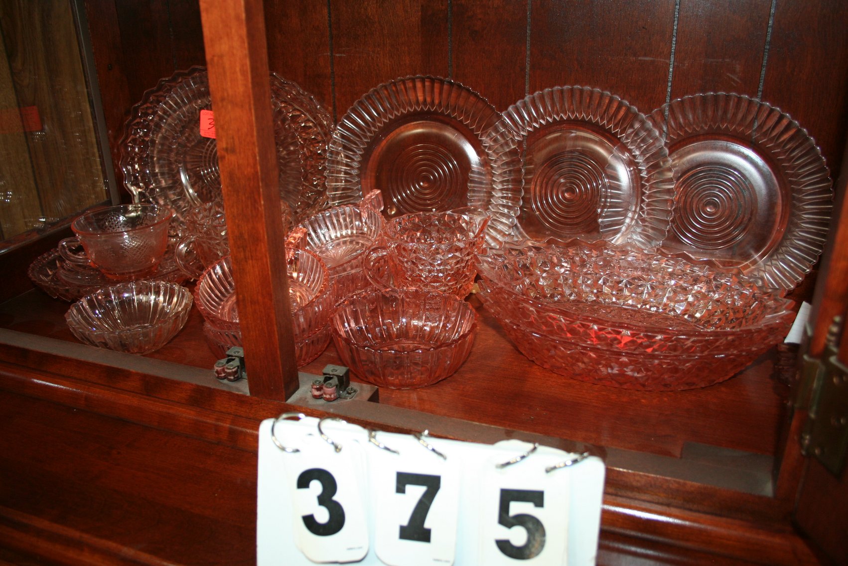 Image for Pink Depression Glass 28 Pieces