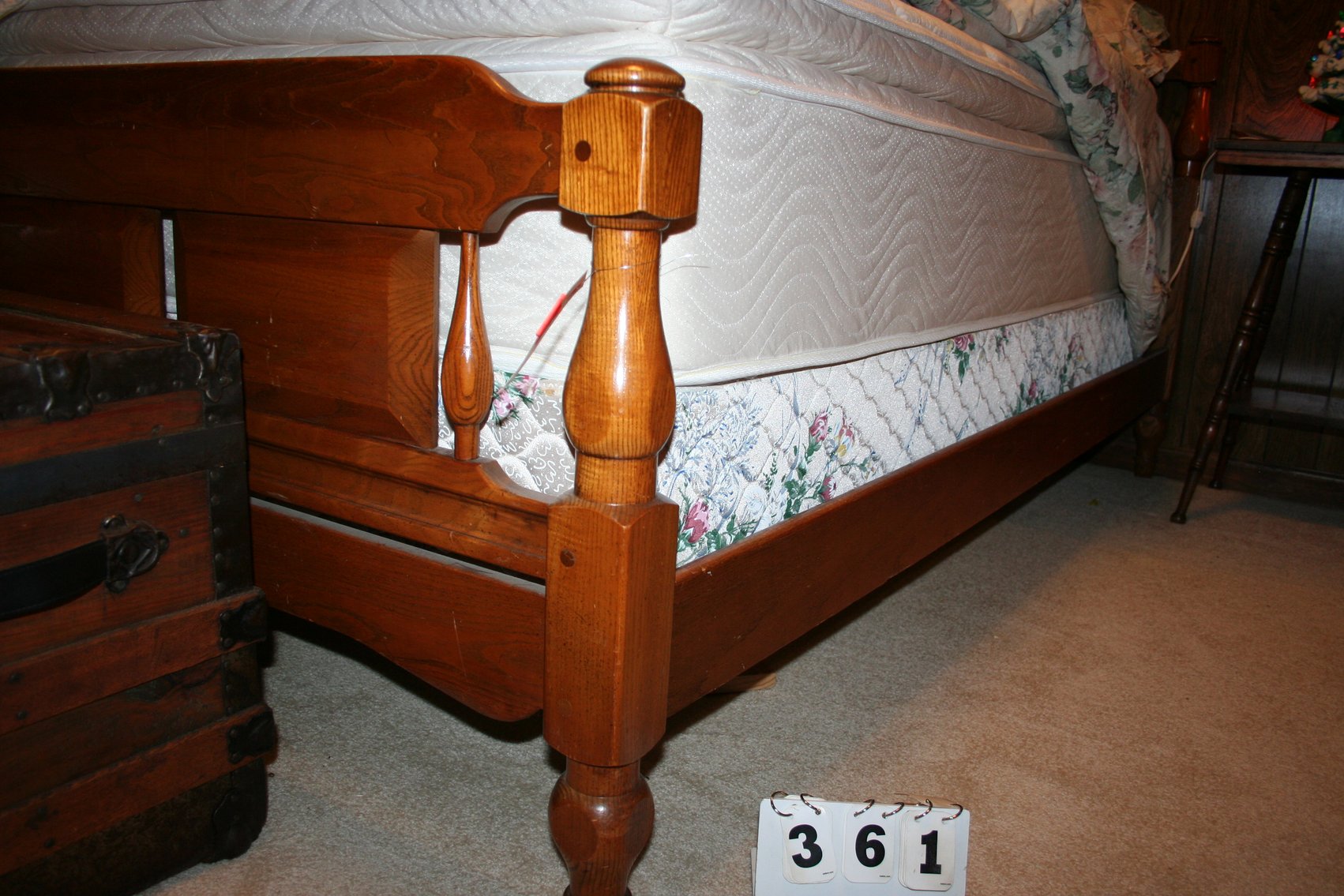 Image for Vintage Very Nice Oak Headboard & Footboard & Rails