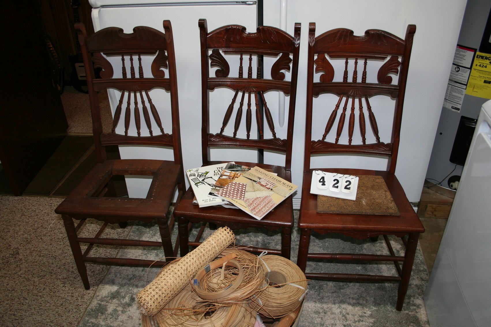 Image for 3 Walnut Chairs & Caring Materials