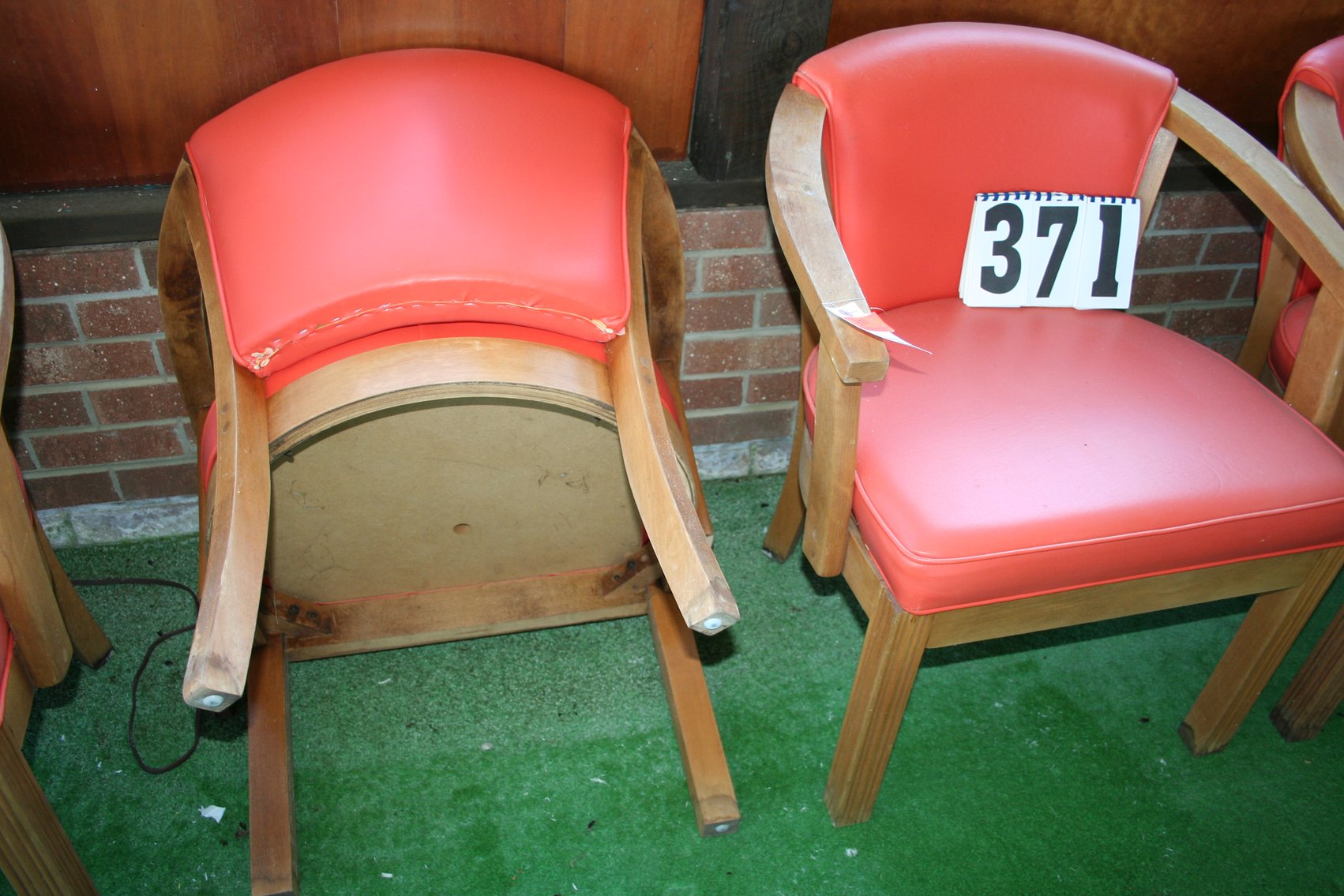 Image for Vintage wood arm chairs  1960's & table