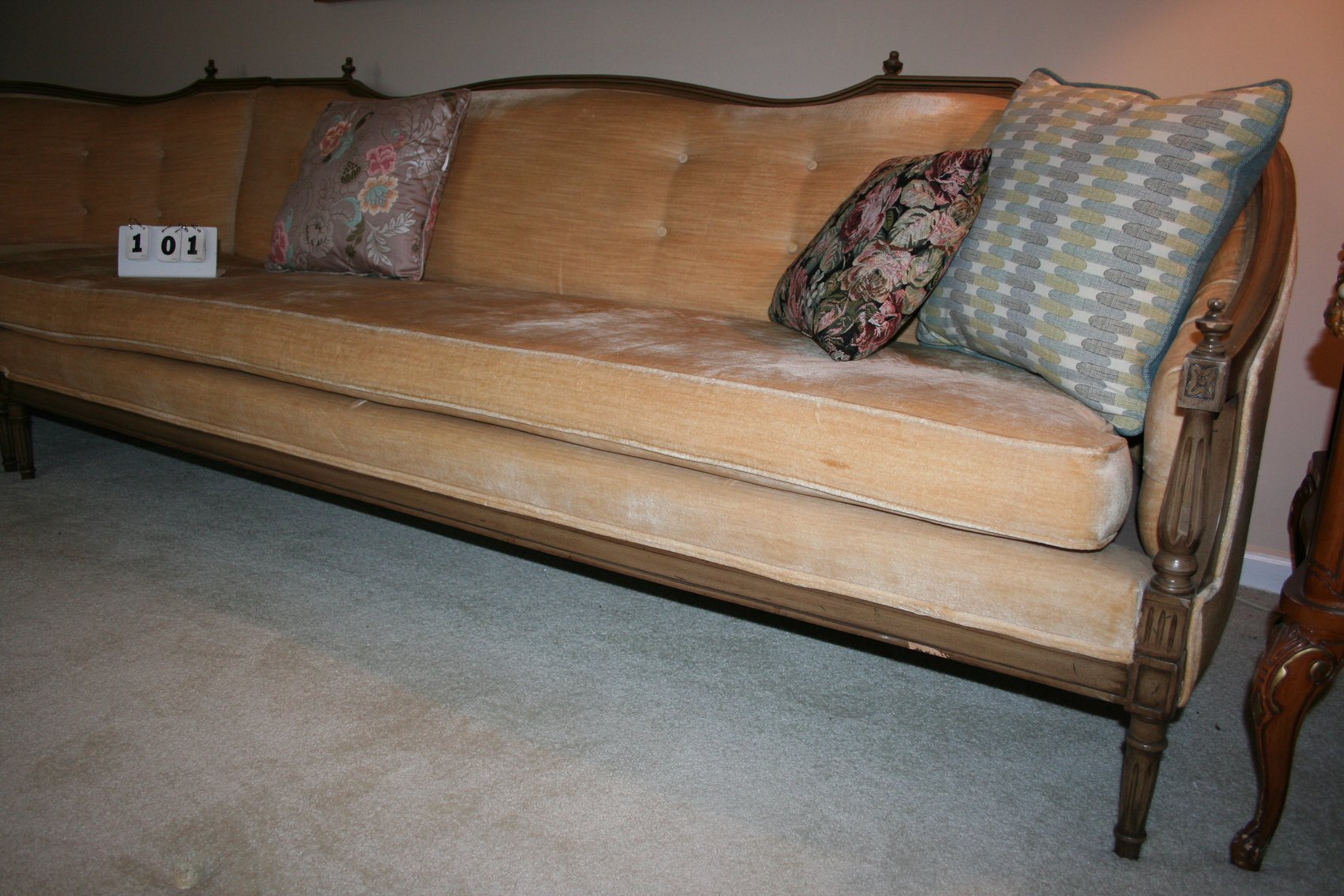 Image for Vintage French Provincial curved sectional sofa 11' long