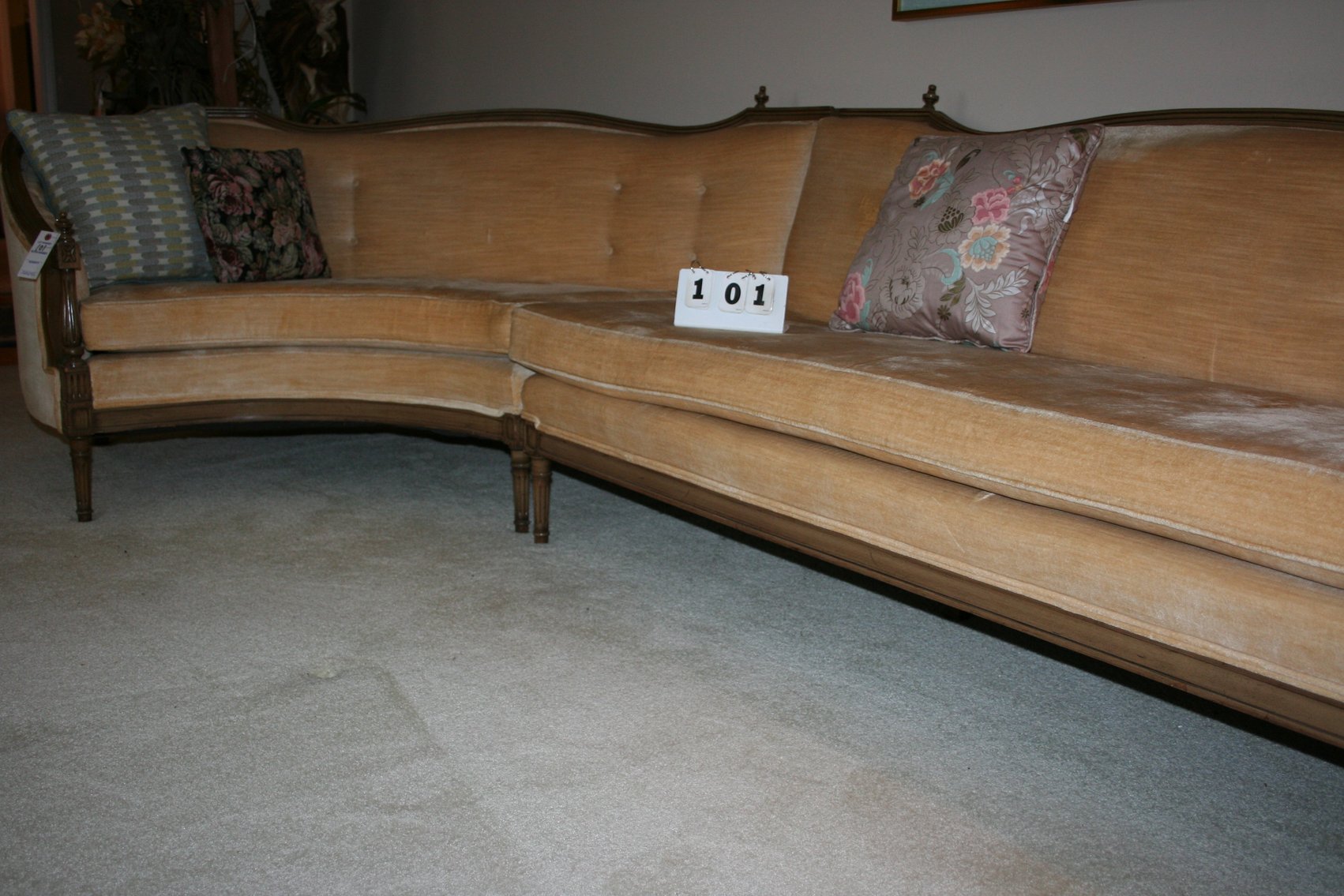 Image for Vintage French Provincial curved sectional sofa 11' long