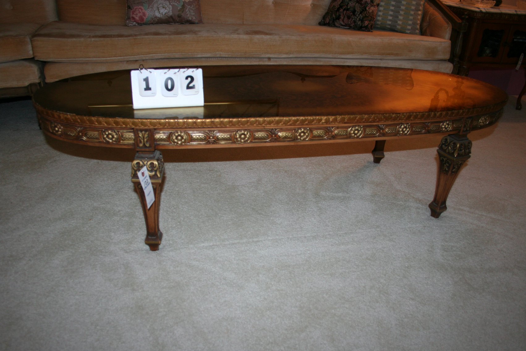 Image for Vintage Mediterranean gold - gilt coffee table  52