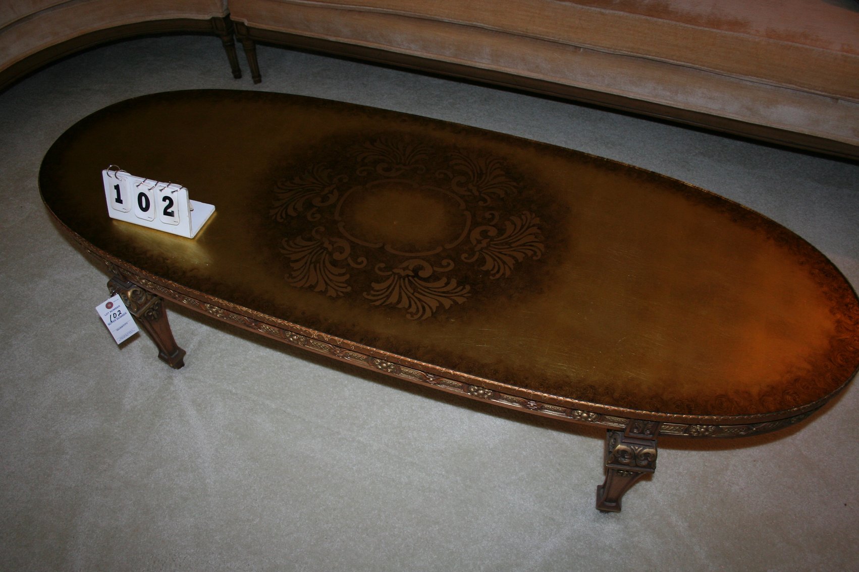 Image for Vintage Mediterranean gold - gilt coffee table  52
