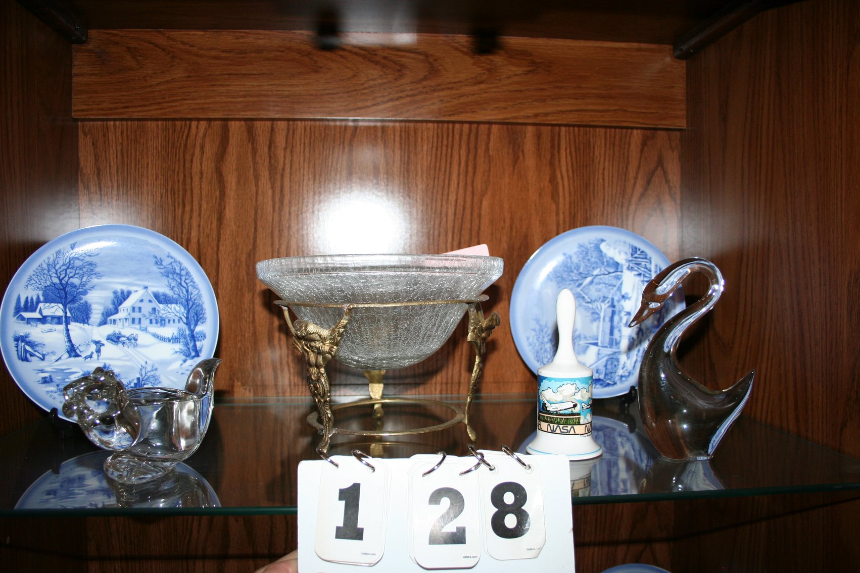 Image for Vintage Crackle glass center piece & misc included (No chips)