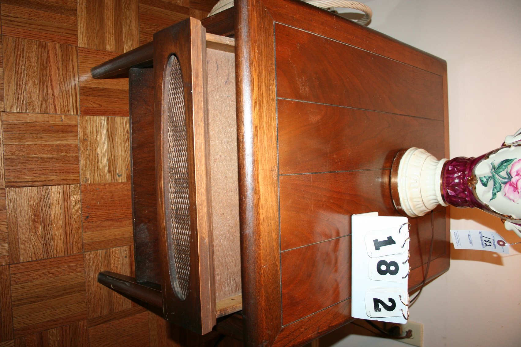 Image for Oak Mid Century End Table & Lamp