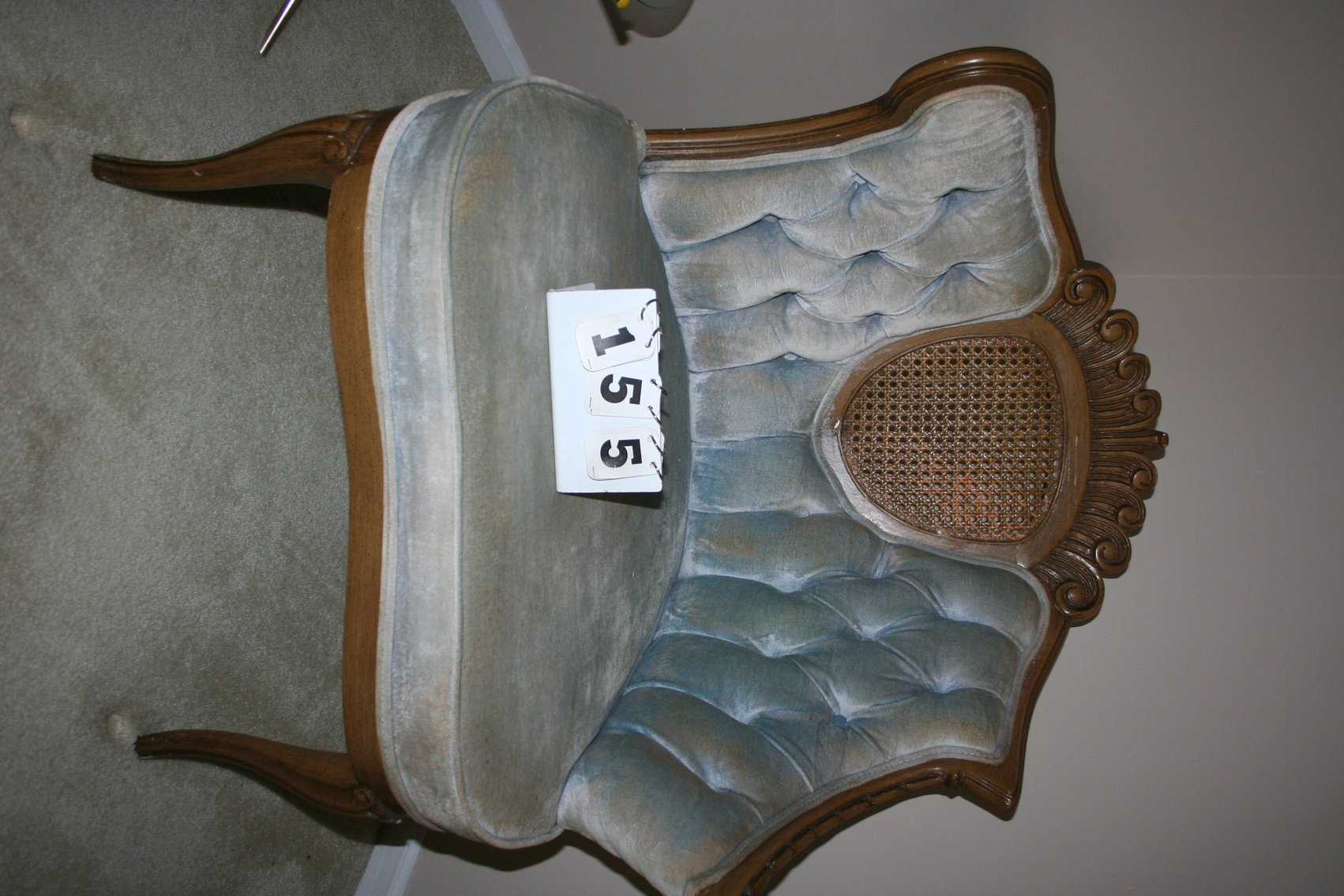 Image for Vintage French Tufted & Cane Back Chair