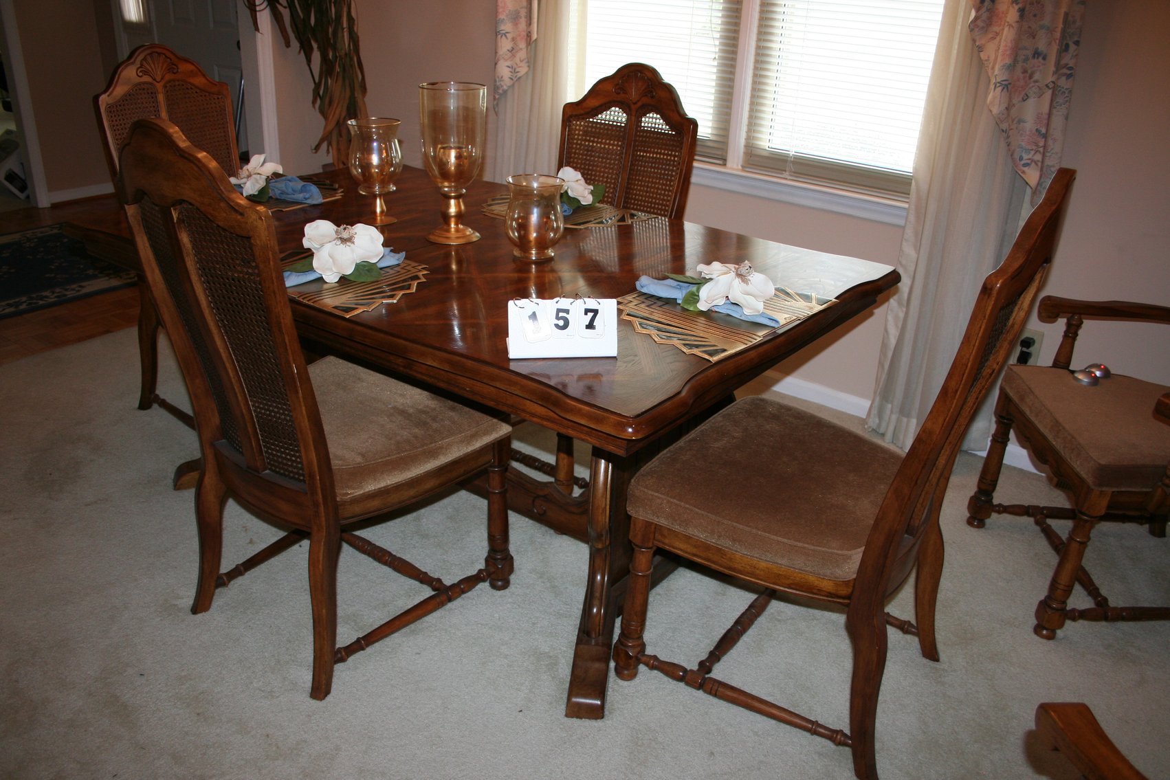 Image for Vintage solid wood & Cane Back Dining Room set (8 piece)