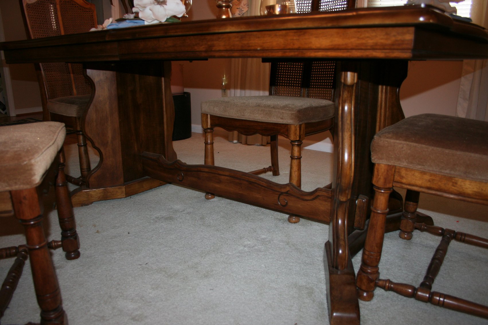 Image for Vintage solid wood & Cane Back Dining Room set (8 piece)