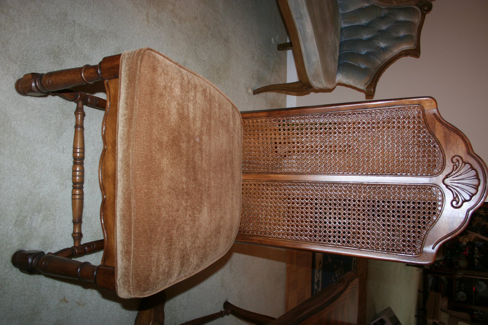 Image for Vintage solid wood & Cane Back Dining Room set (8 piece)