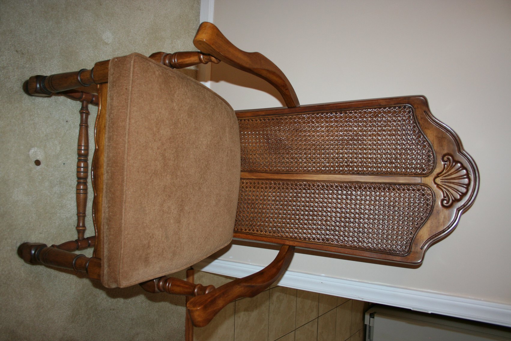 Image for Vintage solid wood & Cane Back Dining Room set (8 piece)