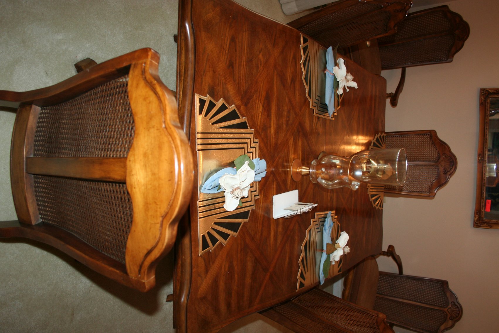 Image for Vintage solid wood & Cane Back Dining Room set (8 piece)