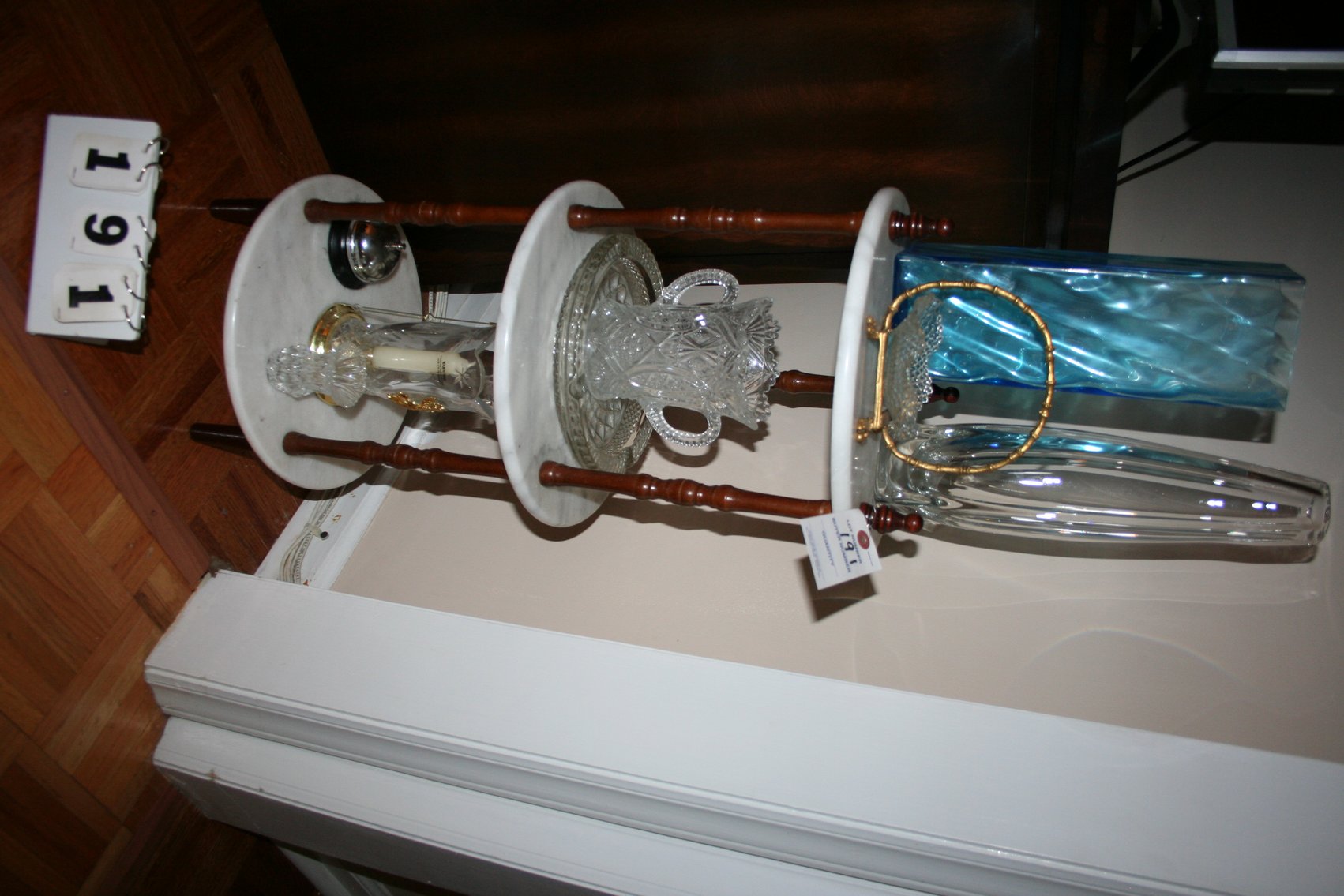 Image for Marble 3 tier accent table & misc glass