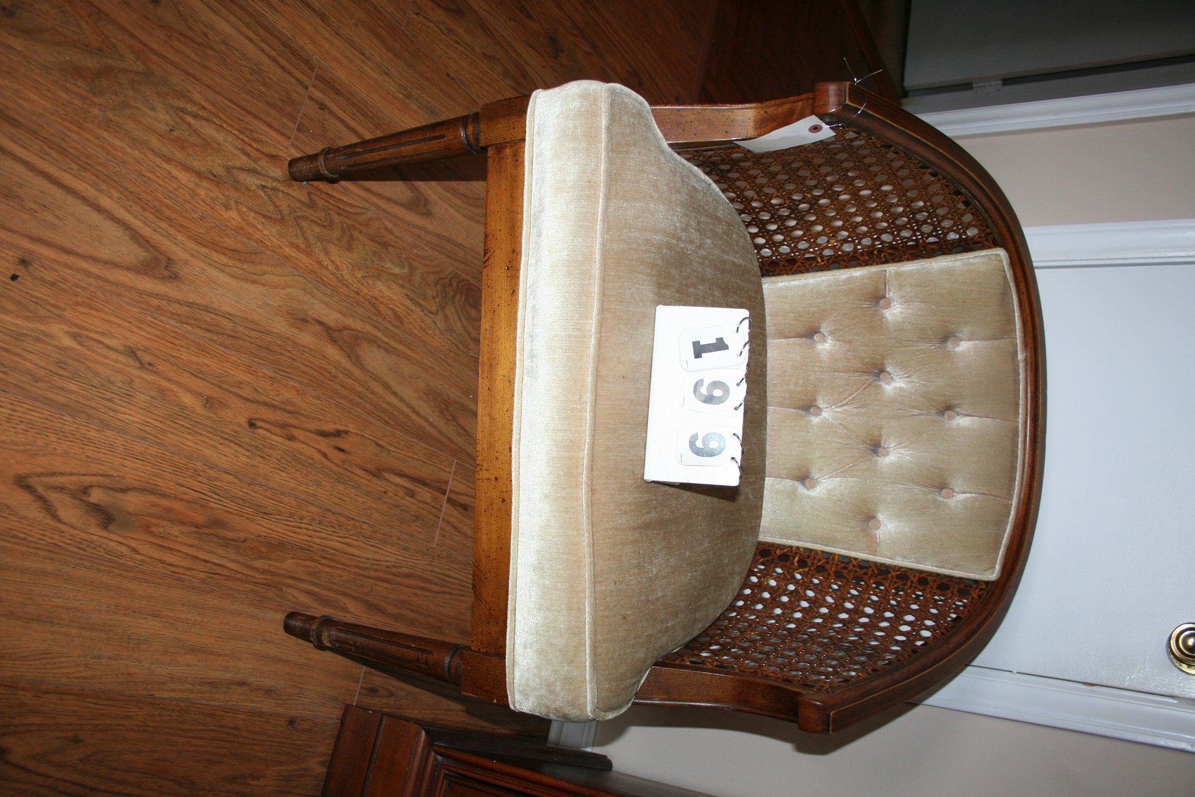 Image for Vintage barrel back canned rattan chair 1950's