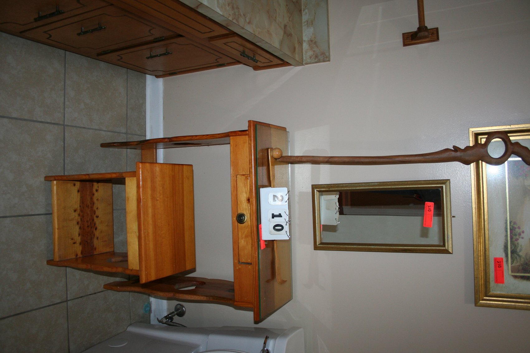 Image for Pine table, stool, mirror, cane, picture & mirror