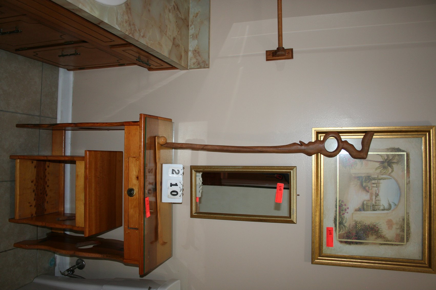 Image for Pine table, stool, mirror, cane, picture & mirror