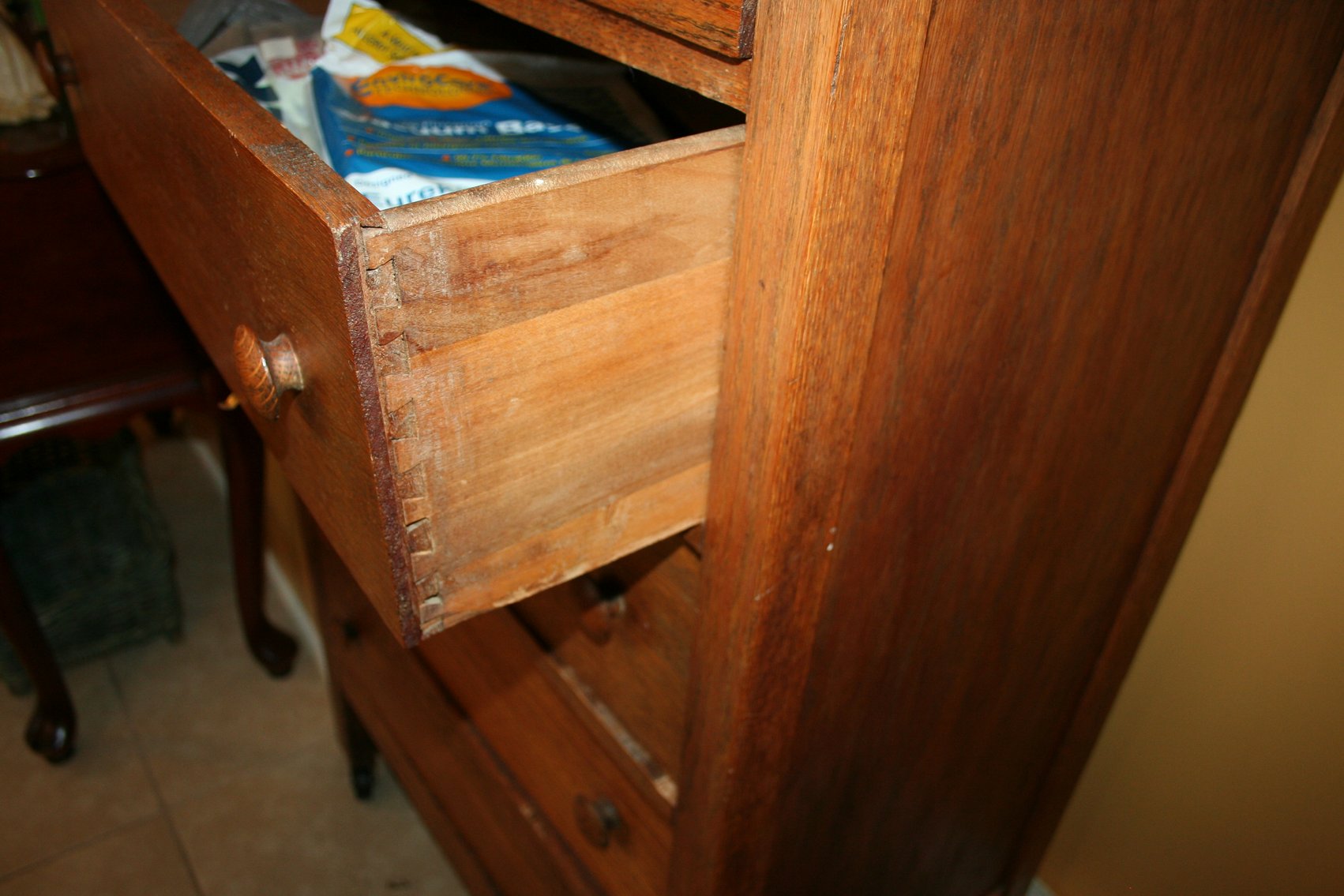 Image for Oak Antique Highboy dresser with mirror