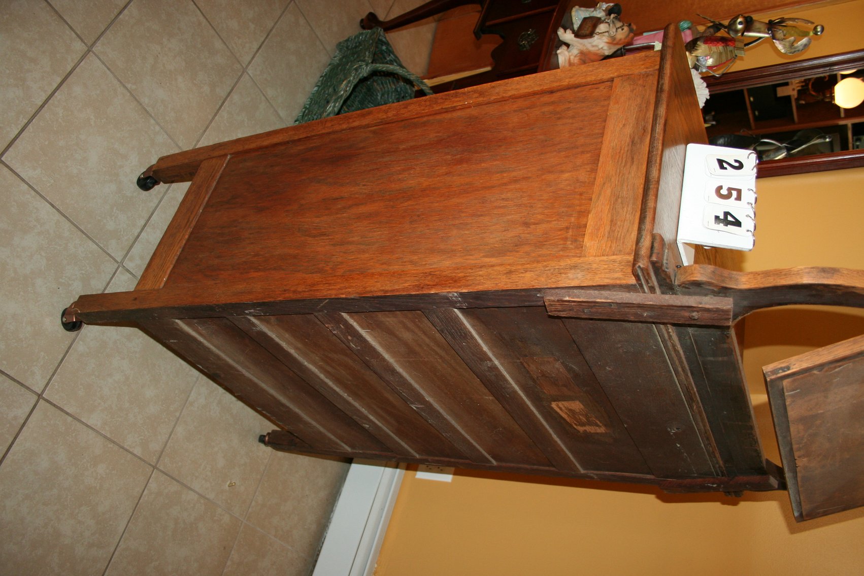 Image for Oak Antique Highboy dresser with mirror