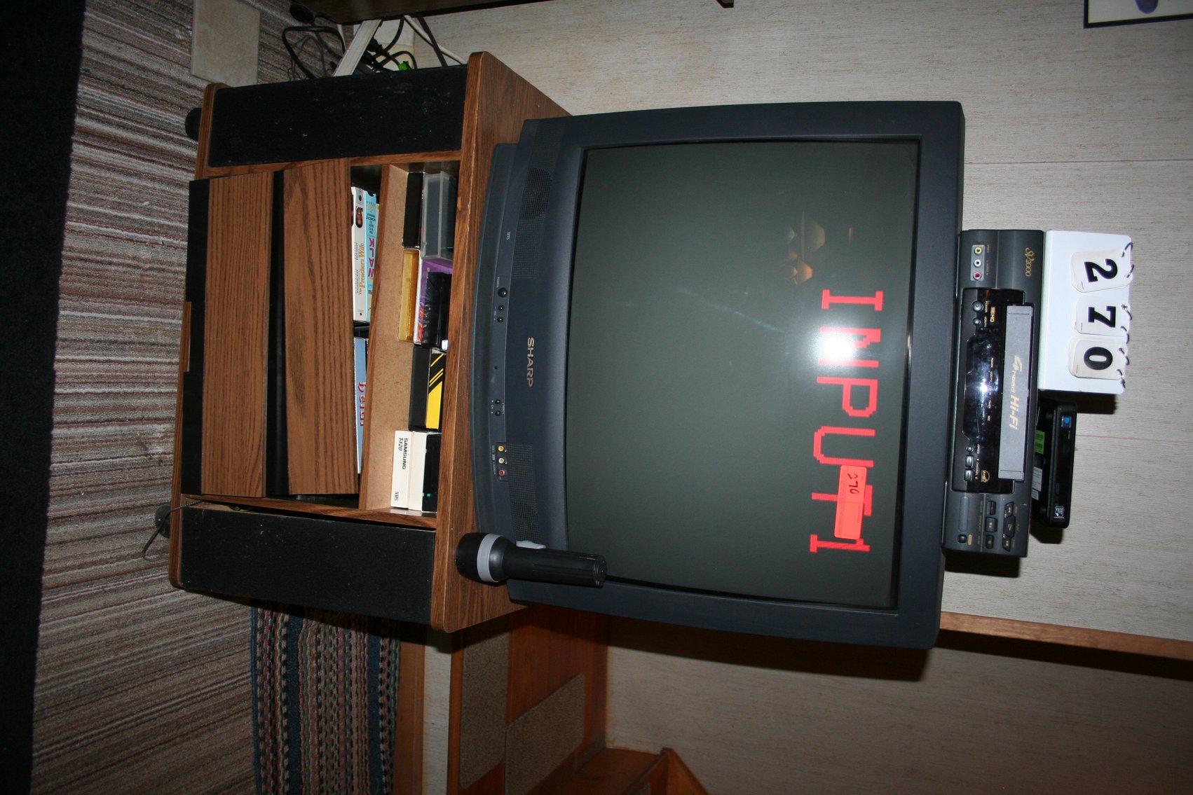 Image for Sharp TV, VHS player, stand & tapes
