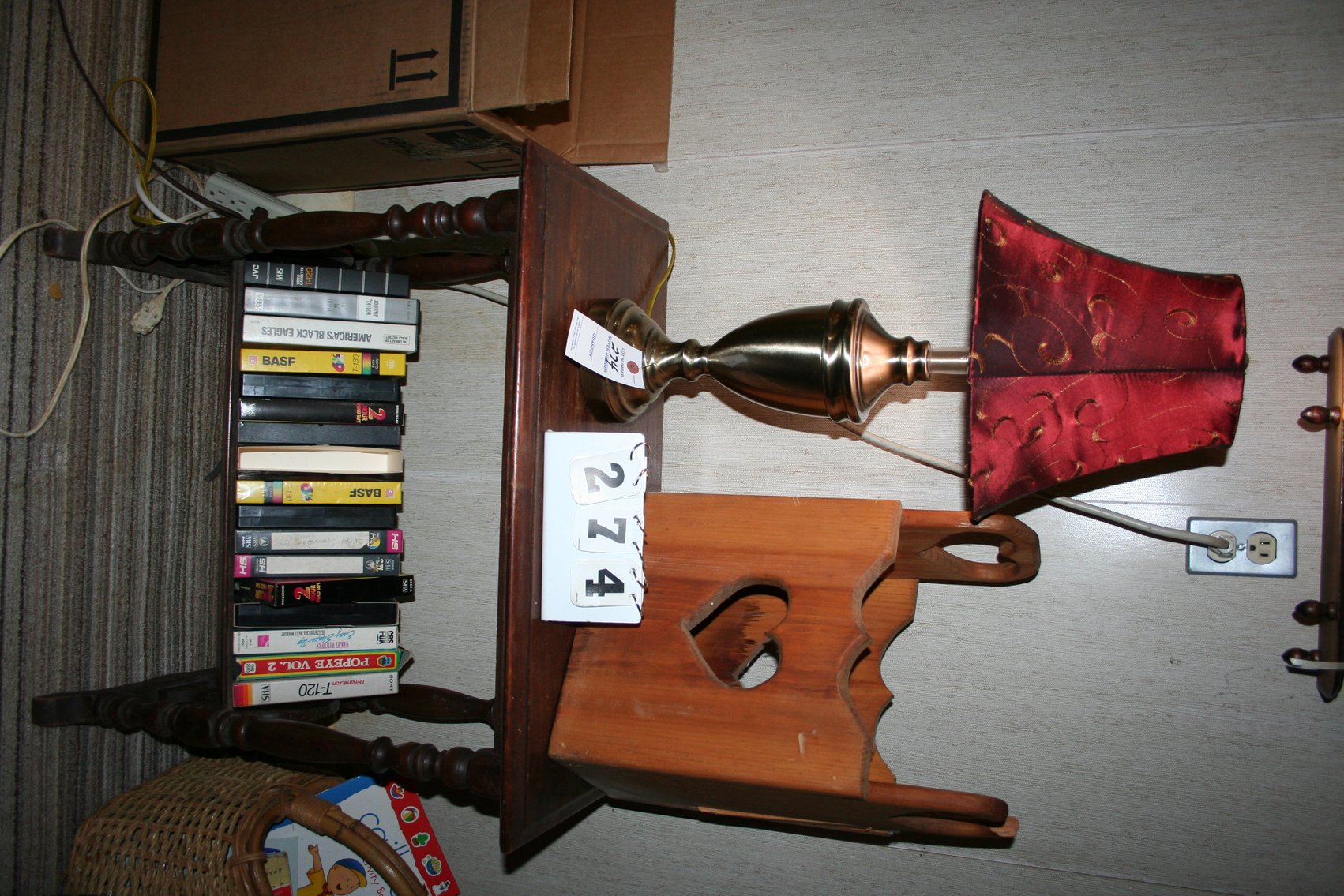 Image for Walnut stand, lamp, misc items