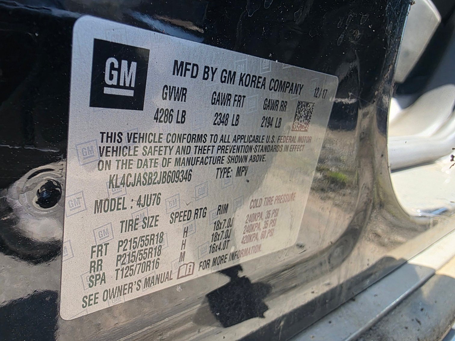 Image for 2018 Buick Encore Selling by Order of Magistrate Court