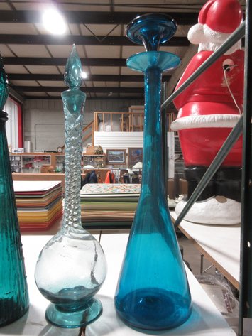 Image for (4) Colored glass decanters