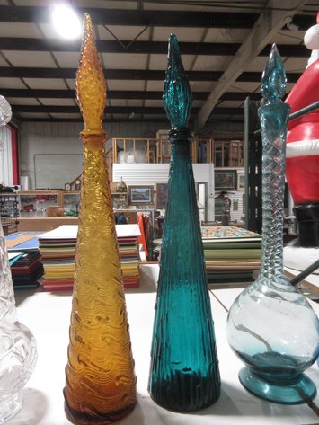 Image for (4) Colored glass decanters