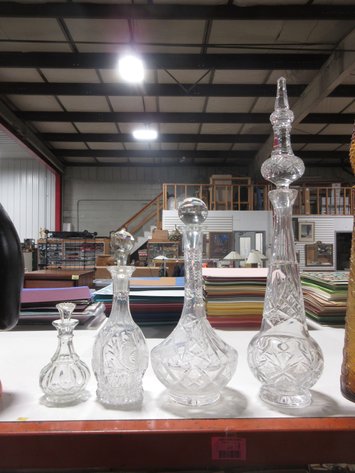 Image for (4) Clear glass and crystal decanters
