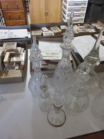 Image for (9) Clear glass decanters