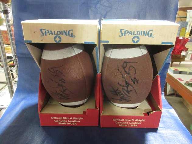 Image for (2) Autographed Matt Blair Minnesota Vikings vintage footballs