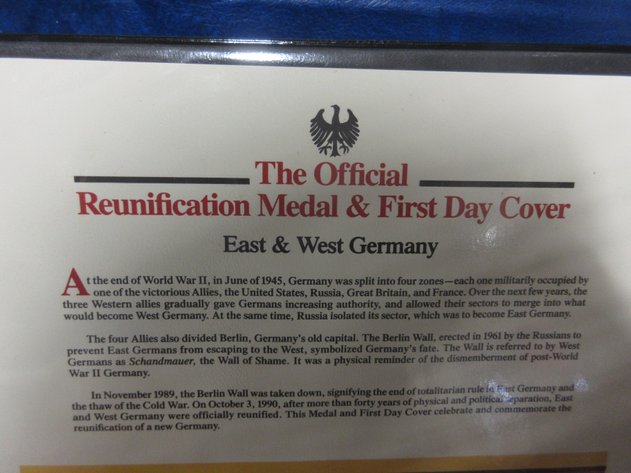 Image for Postal Commemorative German Reunification Medal and First Day Cover
